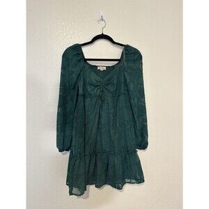 Bloomfield Women's Lace Dress Juniors Size S Green Lace Peasant Boho Ruffle Hem